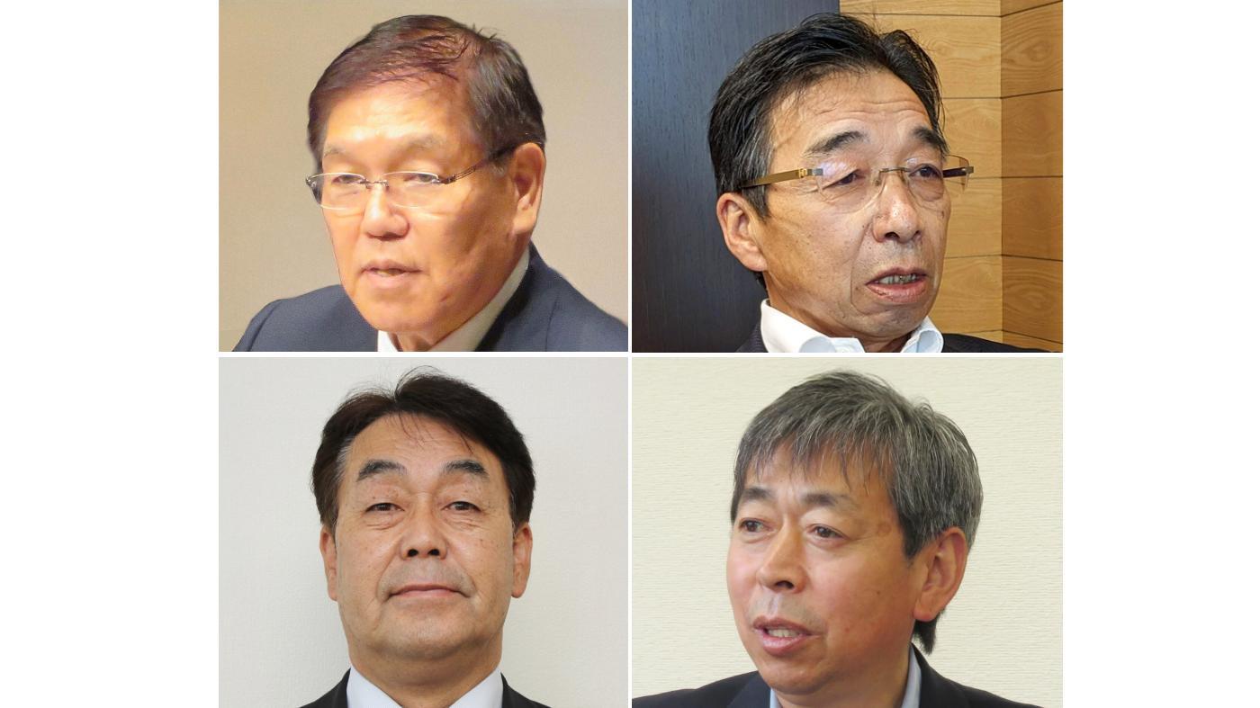 （左上から時計回りに）篠原末治会長、浦山宏一組合長、北村篤組合長、飯島浩組合長