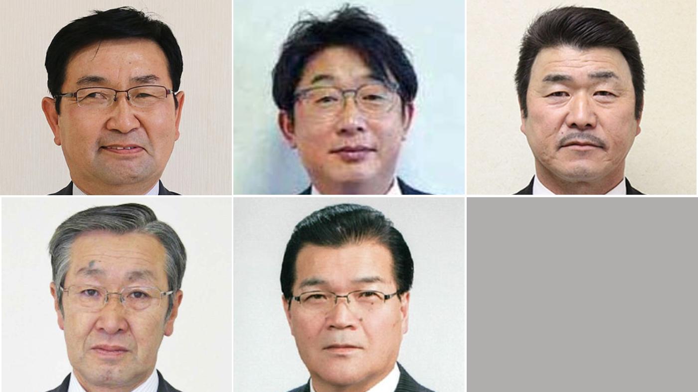 上段左から望月英彦氏、鈴木重充氏、吉田隆好氏、下段左から佐藤裕司氏、無量谷稔氏