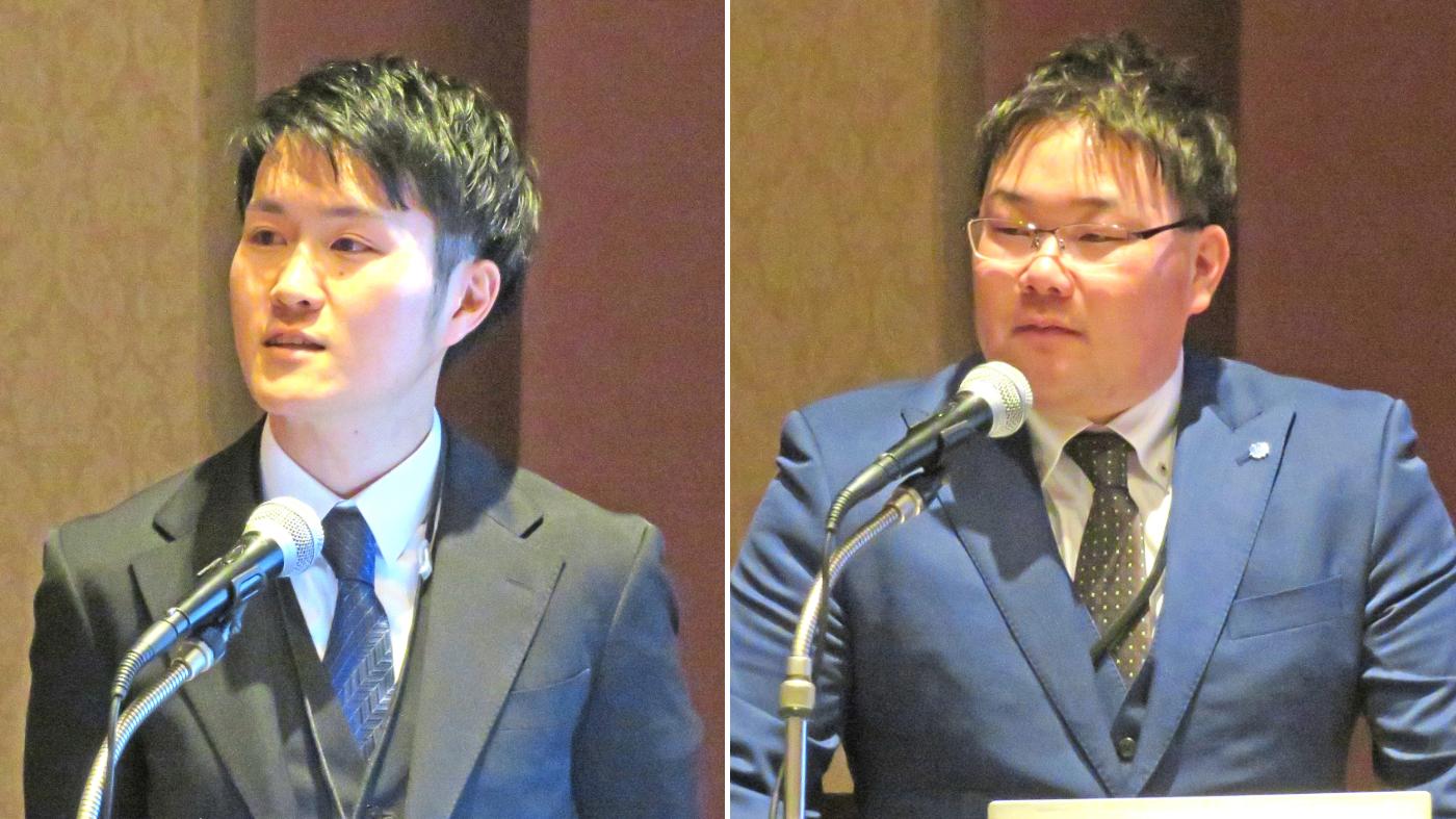 発表した牧野陽太さん（左）と藤井季樹さん